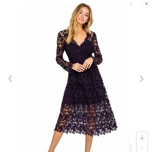 ASTR The Label Long Sleeve Lace Midi Dress S NWT